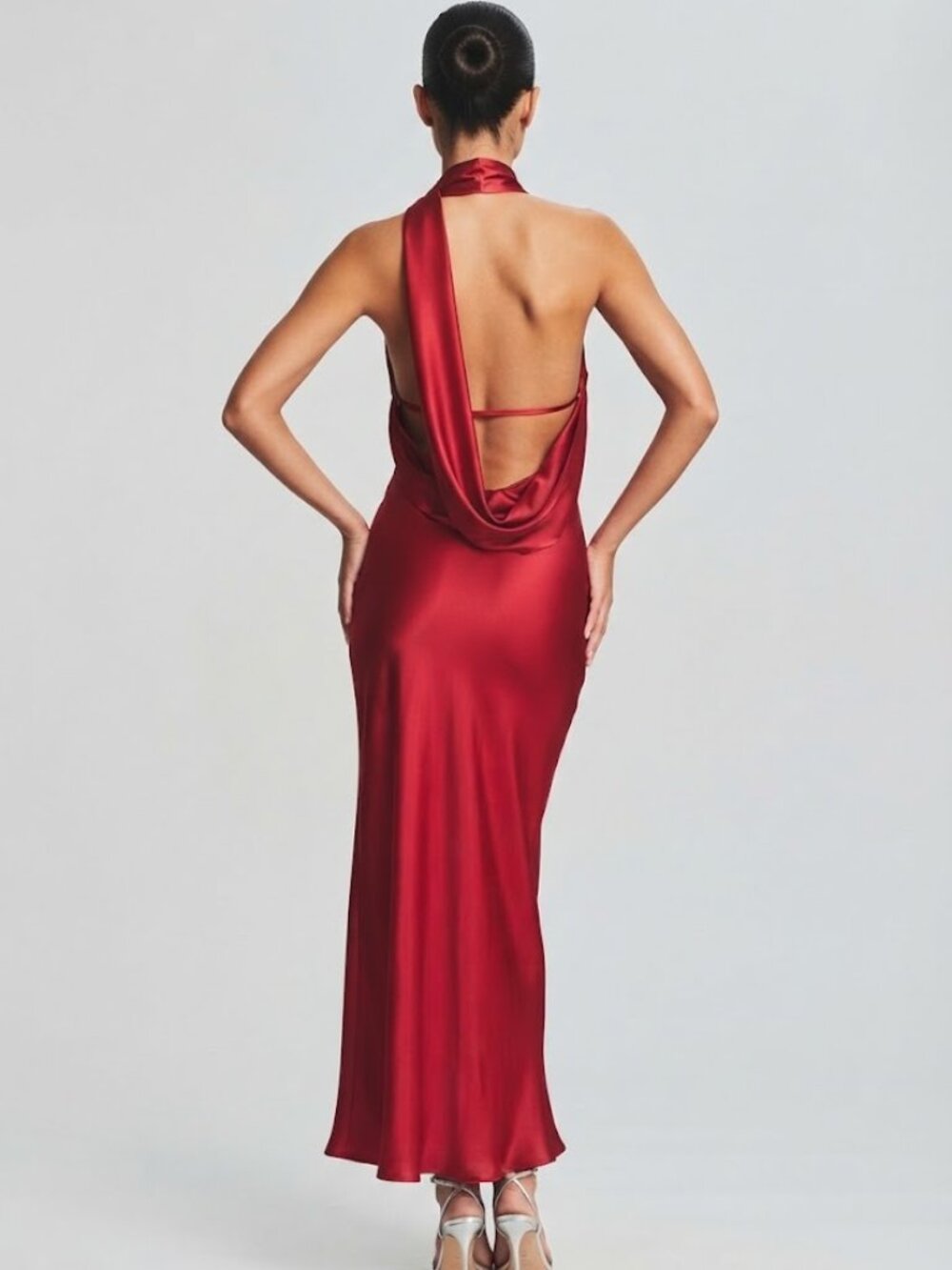 Zara Combination Satin Lace Slip Halter Dress in Red Size Medium NWT